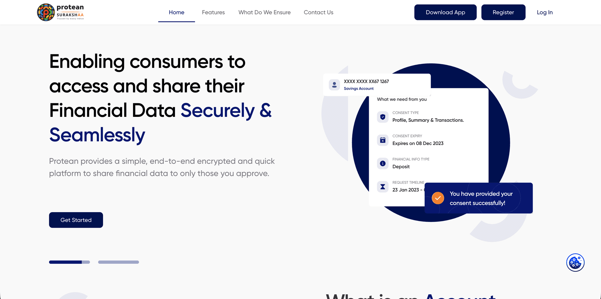 Protean Surakshaa Website screenshot 1